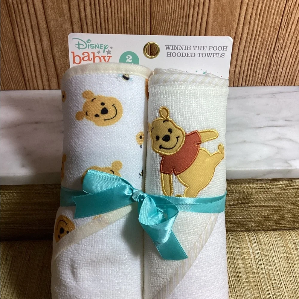 Disney Baby Winnie the Pooh Hooded Towels - White and Yellow by Cudlie